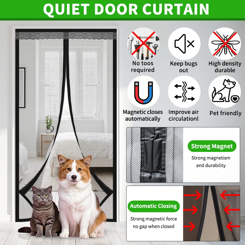 ~Screen Door Mesh Curtain Anti Mosquito Fly  Net -Proof Mesh Door Curtain For Home Kitchen Windows And Doors
