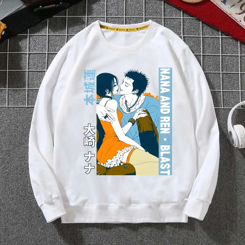 Nana Anime Hoodies Autumn Sweatshirt Men Hip Hop Hoodie For Men Classic Hoody Pullover Tops white