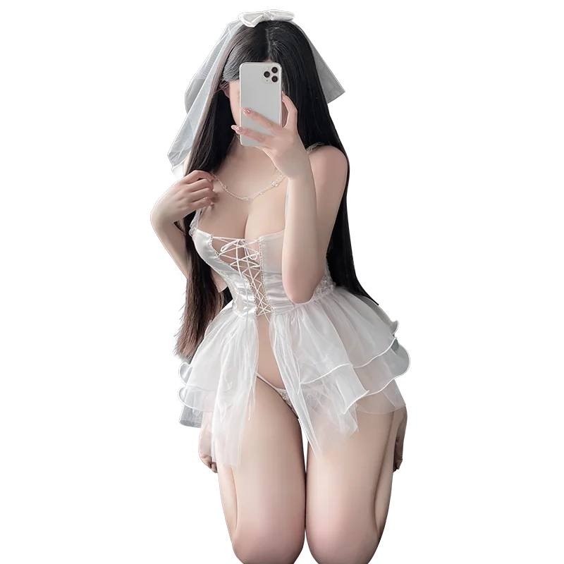 Double Ponytail Princess Skirt, Pearl Chainmesh, Bridal Set, Wedding Dress, Fun Lingerie, Seductive New Sexy Uniform For Women
