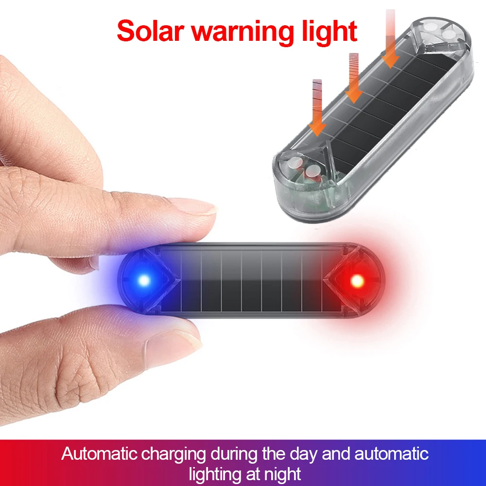 Car Solar LED Warning Light Universal Warning Light Colorful LED Flashing Light for Motorcycle Vehicle Tail Light Anti-Rear