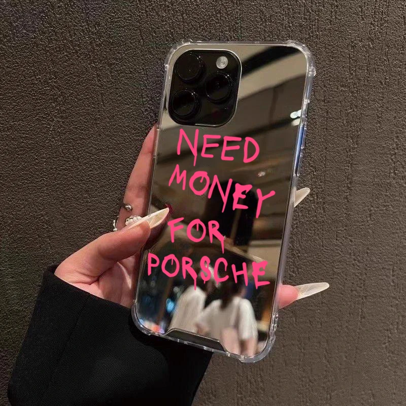 Funda acrílica de espejo con grafitis y personajes para iPhone 17 16 11 12 13 14 15 Pro Max XS X XR 7 8 Plus, a prueba de golpes 5