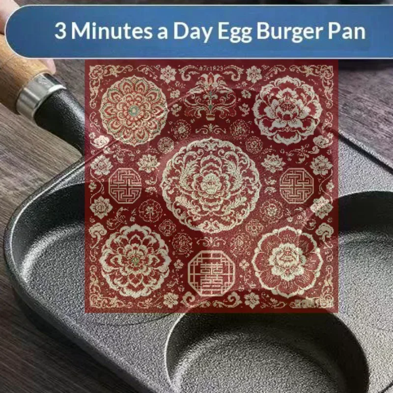 1Pcs Eggs Burger Skillet 4 Grid Cast Iron Frying Pan Non-stick Flat-bottom Pot Breakfast Bread/Steak Pan Kitchen Cookware