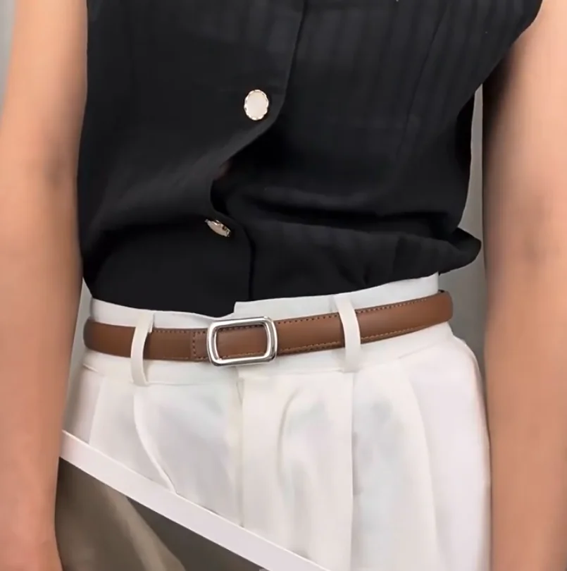 

Women's Vintage Genuine Leather Corset Female Cummerbund Coat Waistband Dress Decration Narrow Belt J1431