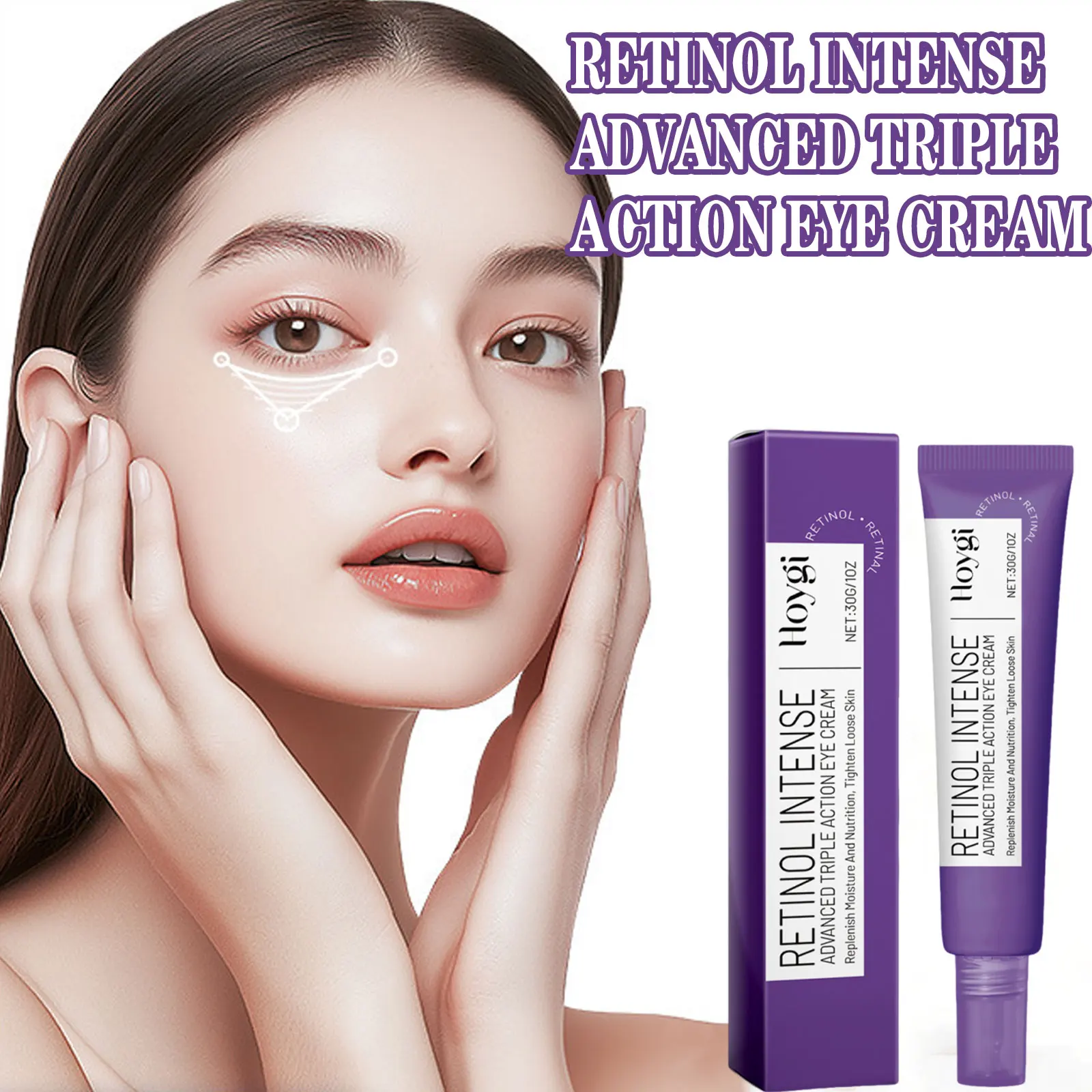 30g Retinol Triple Action Eye Cream reduces fine lines, firms and brightens the skin around the eyes. Hydrating and moisturizing