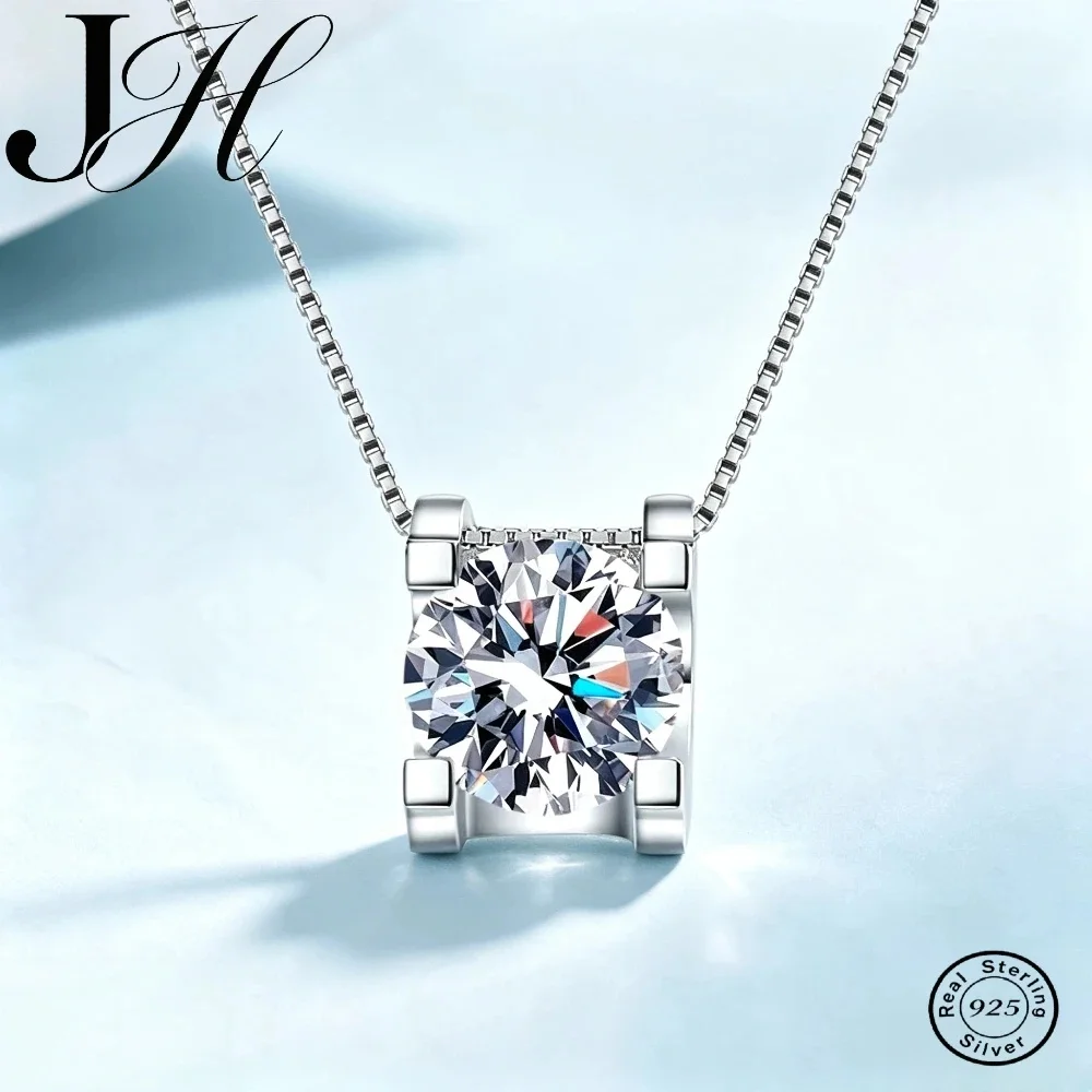 JoiasHome 1Ct moissanite Pendant Necklace 925 Sterling Silver Charm Party Wedding For Women Fine Silver Jewelry