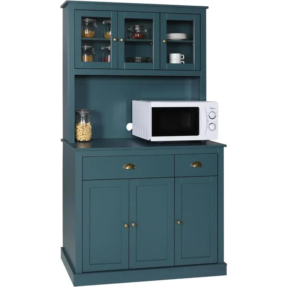 

Kitchen Pantry Storage Cabinet with Microwave Stand, 71'' Freestanding Hutch Cabinet with Buffet Cupboard bedroom furniture r