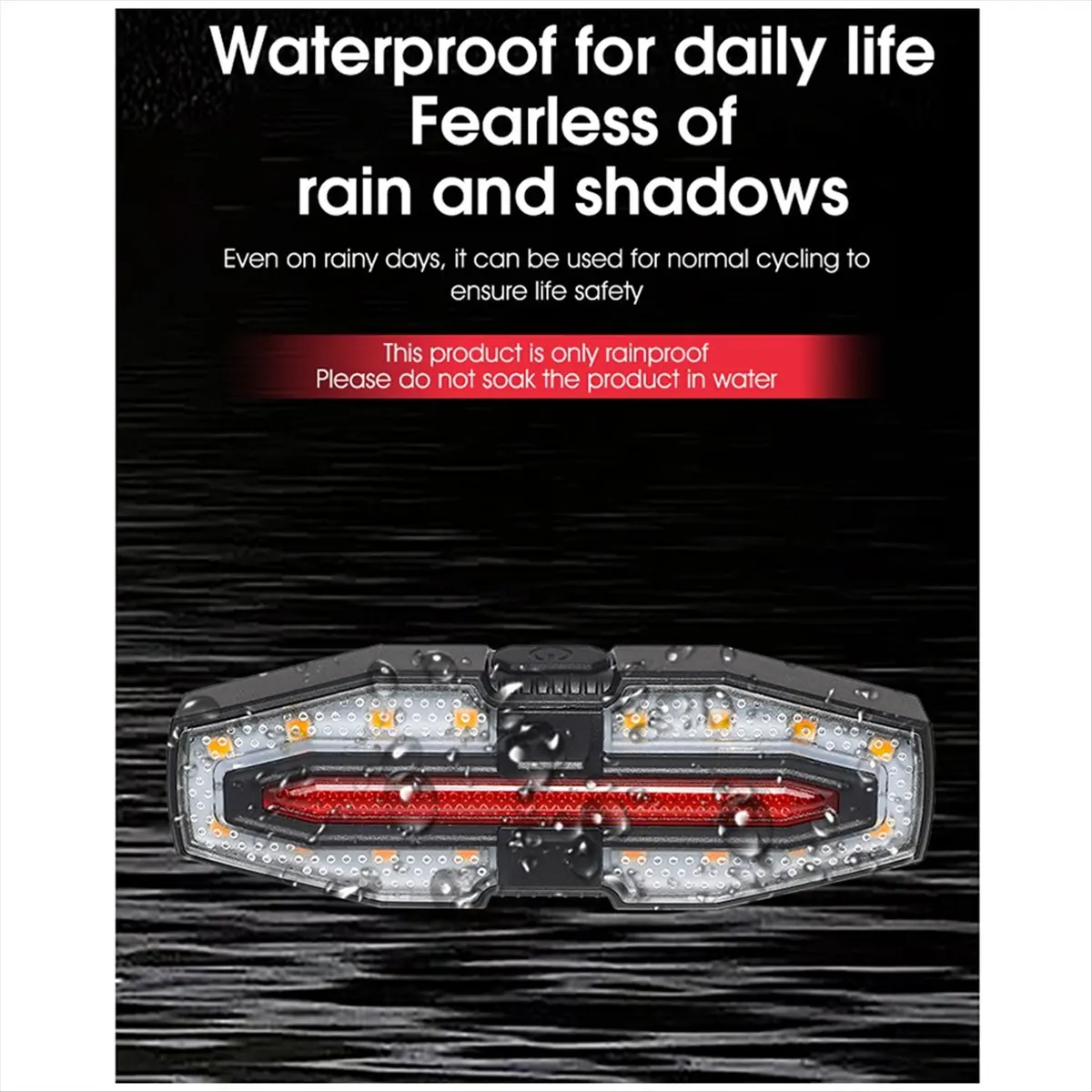 ABMO Bicycle Remote Control Taillight, Turn Signal with Horn, USB Rechargeable Taillight, Night Riding Warning Light Silver