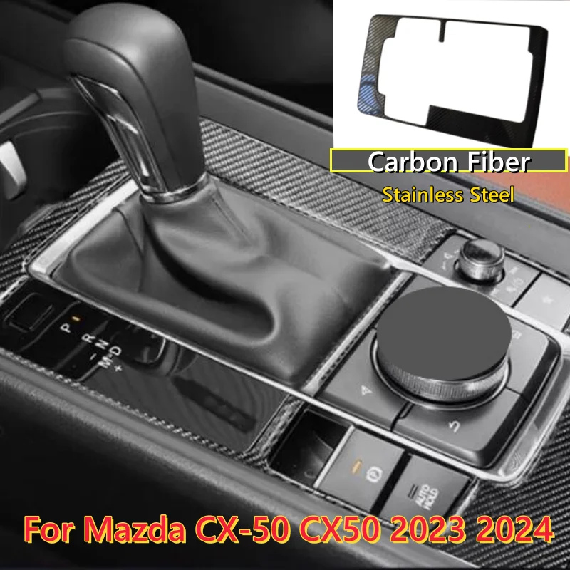 Carbon Fiber Gear Shift Panel Bezel Trim Cover For Mazda CX-50 CX50 2023 2024