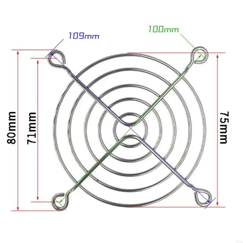 MOLF Metal 80mm PC Fan Grill Mounting Finger Guard لغطاء الحماية، العبوة