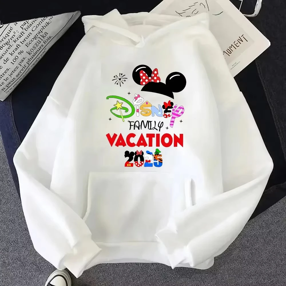 2025 ديزني ميكي ميني عطلة الأسرة مطبوعة هوديي الخريف بلدي الأولى رحلة ديزني البلوز القمم المرأة عادية البلوز #1