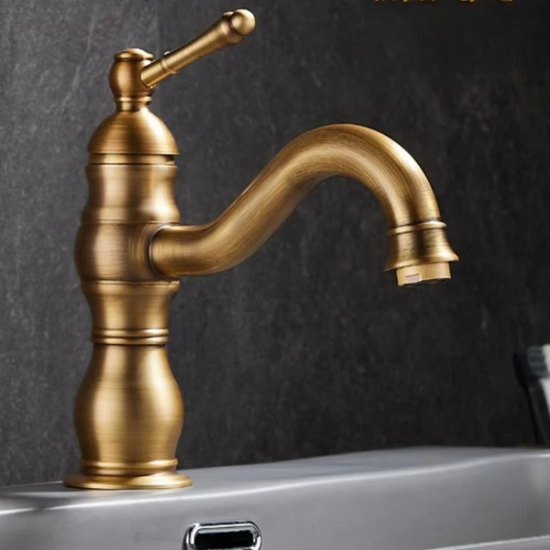 Gold Basin Faucet Single Handle Hot Cold Mixer Tap torneiras Bathroom Basin Vessel Sink Faucet Antique Brass Rotate Basin Faucet