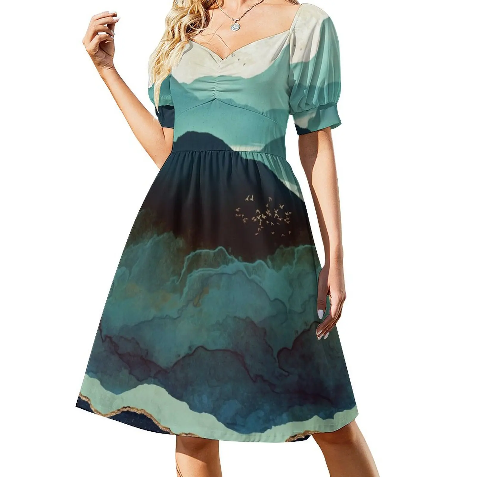 

Indigo Mountains Short-Sleeved Dress bandage dress Bride dresses Women's evening dress