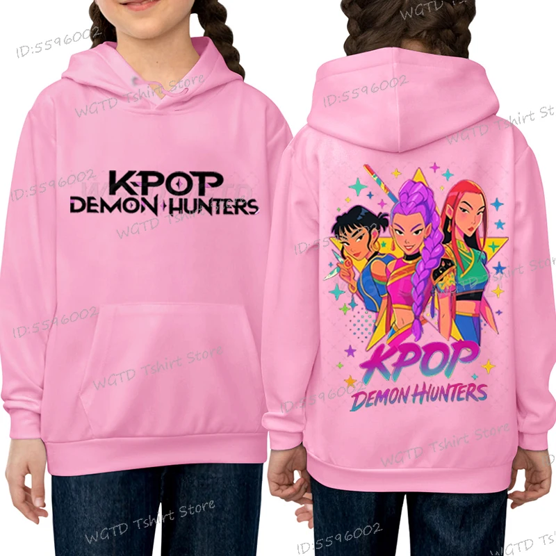 

KPop Demon Hunters Hoodie Kids Clothes Harajuku Fashion Casual Girl Clothing 2025 New Movie Printing Sweatshirt Hooded Women