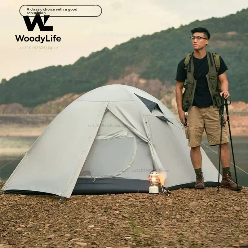 Outdoor Cold Mountain 2/3/4 AIR Double Aluminum Pole Windproof Rainstorm Camping T2-3 Person Tent