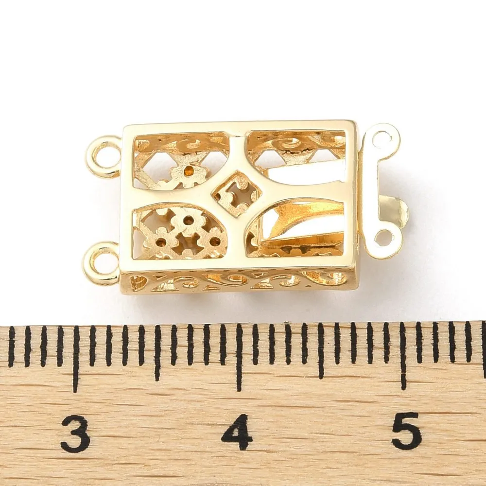 10Pc Brass Micro Pave Cubic Zirconia Box Clasp Rectangle Multi-Strand Connector Clasp for Jewelry Making DIY Bracelets Necklaces