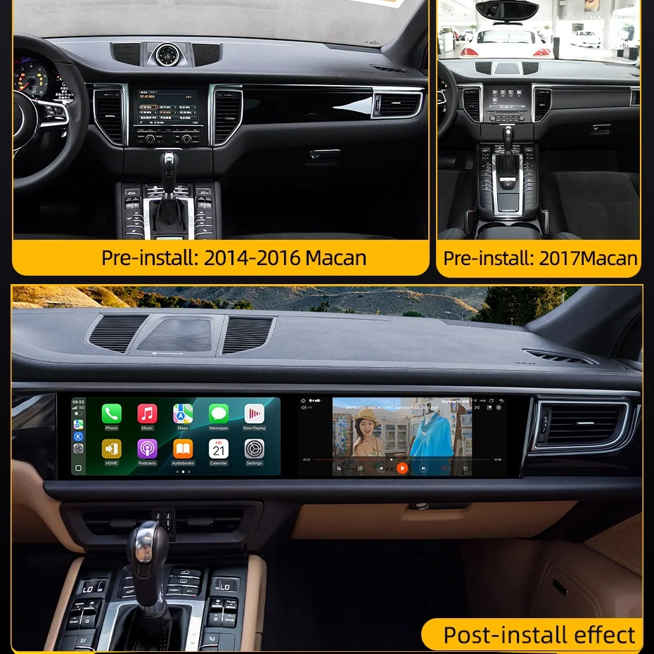 For Porsche Macan 2011 2012 2013 - 2016 2017 Upgraded Dual Screen Intelligent System Android Multimedia Player Car GPS Carplay