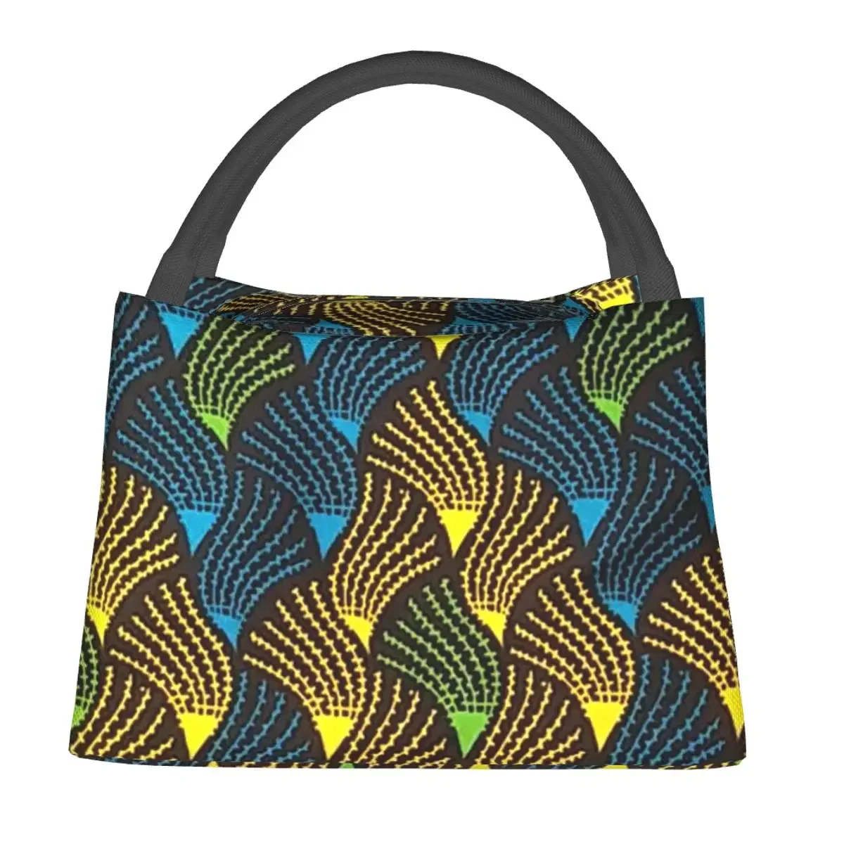 African Ankara Wax Print Insulated Lunch Bag for Women Kids Portable Food Boxes Thermal Lunch Box Tote