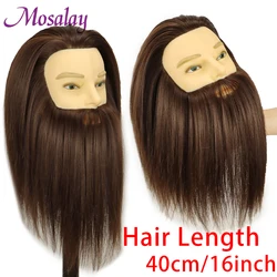 16 Inch Male Mannequin Head with Beard Synthetic Hair Training Head Hairdresser Styling Cosmetology Manikin Doll Head with Stand