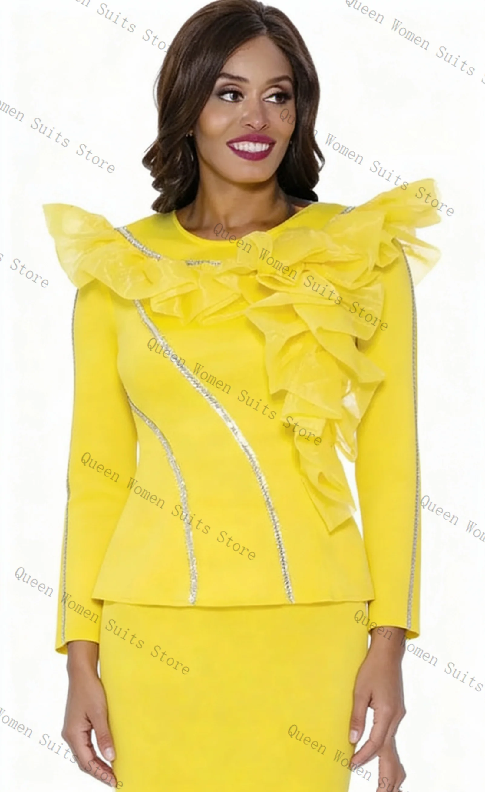 Ensemble tailleur jupe jaune p - Yellow Formal Wear Women avis et prix