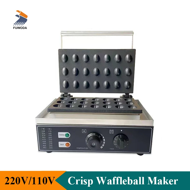 Commercial 220V 110V Crisp Waffle Making Machine 21 Holes Chestnut Shaped Waffleballs Maker Kitchen Use