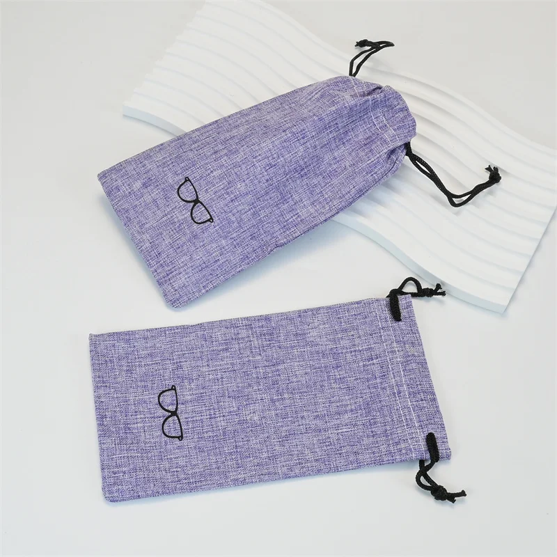 5/10/20 قطعة رمادي المحمولة كيس قماش الكتان لحقيبة النظارات الشمسية متعددة الوظائف النظارات البصرية النظارات الحبل أكياس القماش #5