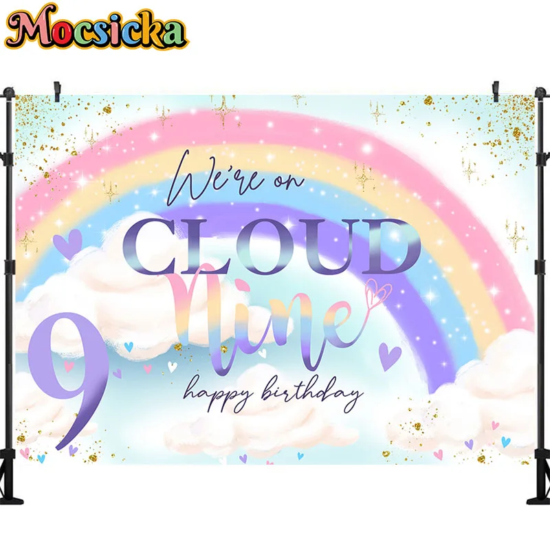 Mocsicka Backdrop for Birthday Girls Princess Flower Rainbow Newborn Baby Shower Party Photography Background Photo Studio Prop