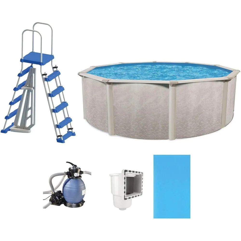 

Swimming Pool, Steel-Frame Above-Ground Pool Kit w/ Sand Filter & Pump, Phoenix, 15', Swimming Pool