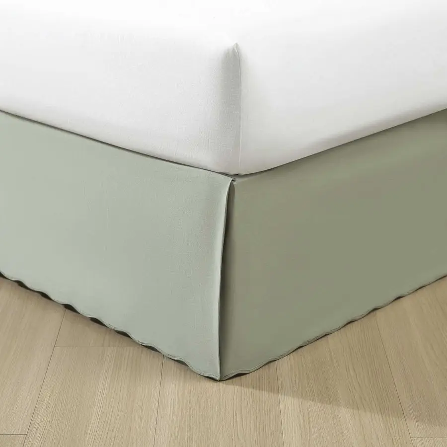 

Юбка для кровати Queen Size, хлопковая, с разрезами по углам, простой стильный домашний декор, однотонная зеленая, размер Queen