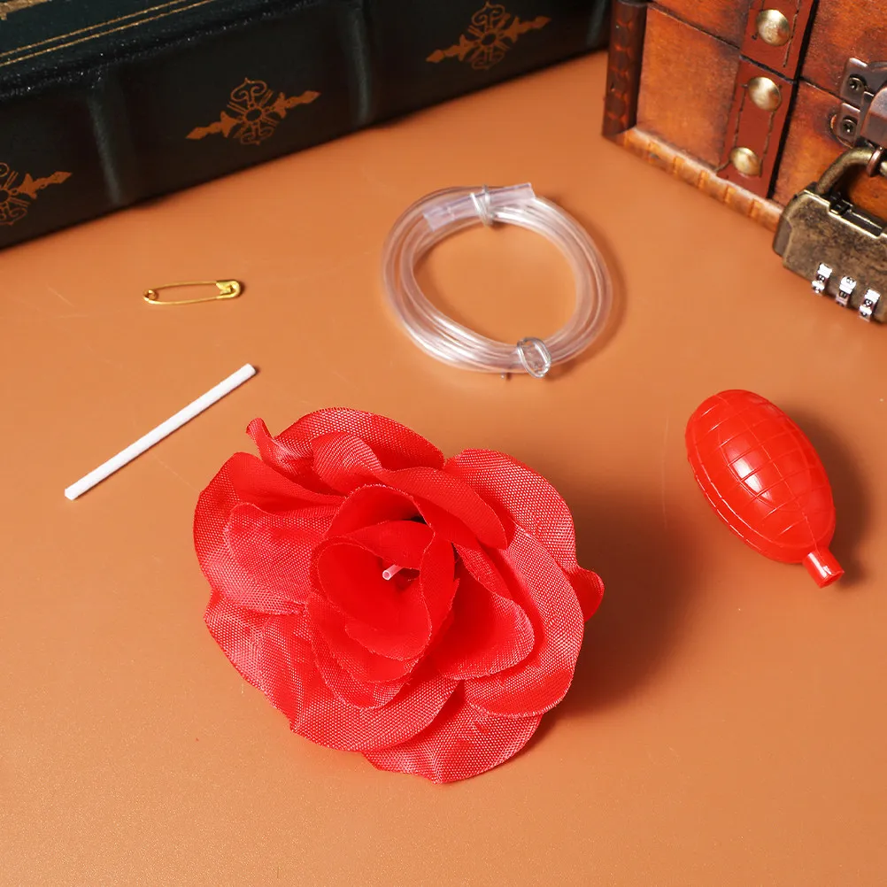 

2Pcs Prank Squirt Rose Realistic Artificial Red Rose Water Squirting Joke Set for April Fool Halloween Prank Poop