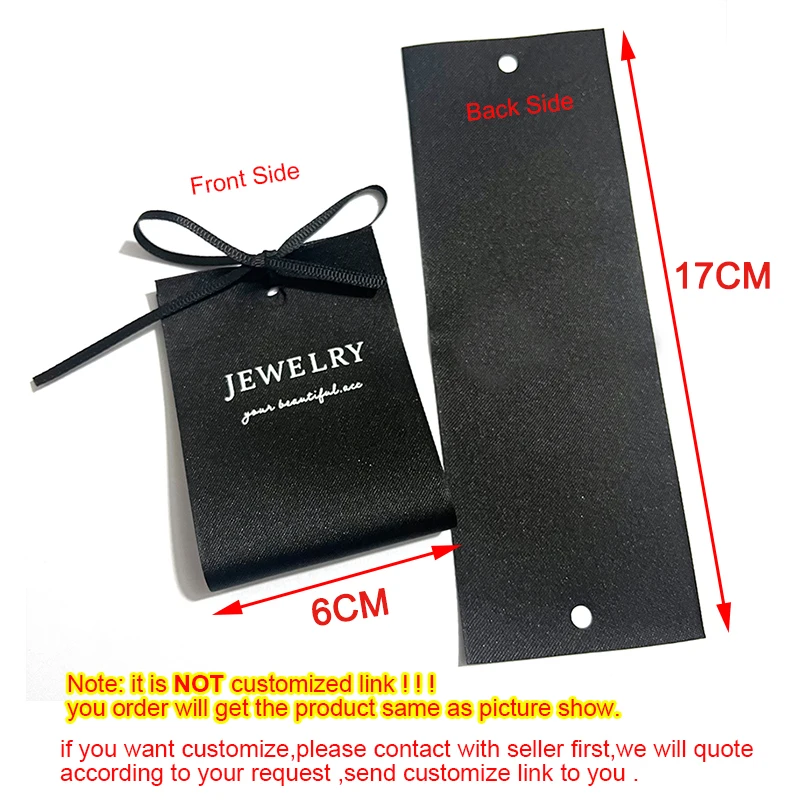 50PCS Jewelry Display Hang Tags Fabric Cards With Black Ribbon Earrings Necklaces Packaging Holder Card DIY Jewelry Packaging