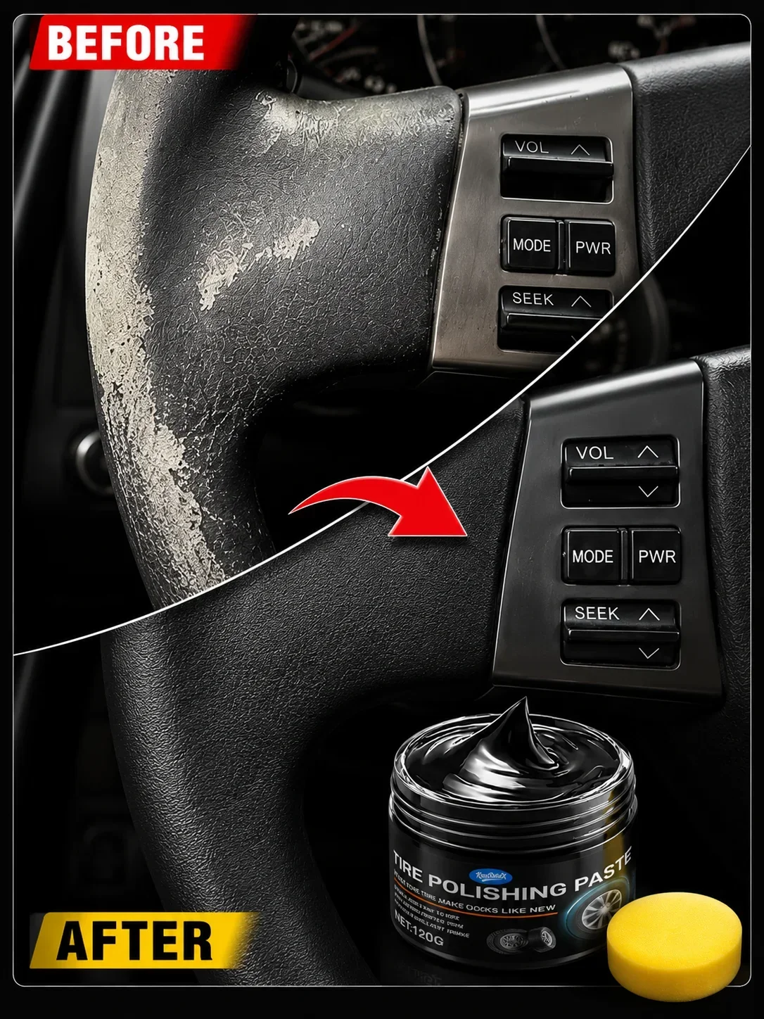 Car Plastic & Leather Conditioner, Scratch Remover & Restorer, Detailing Care, Restores Shine, Interior Exterior