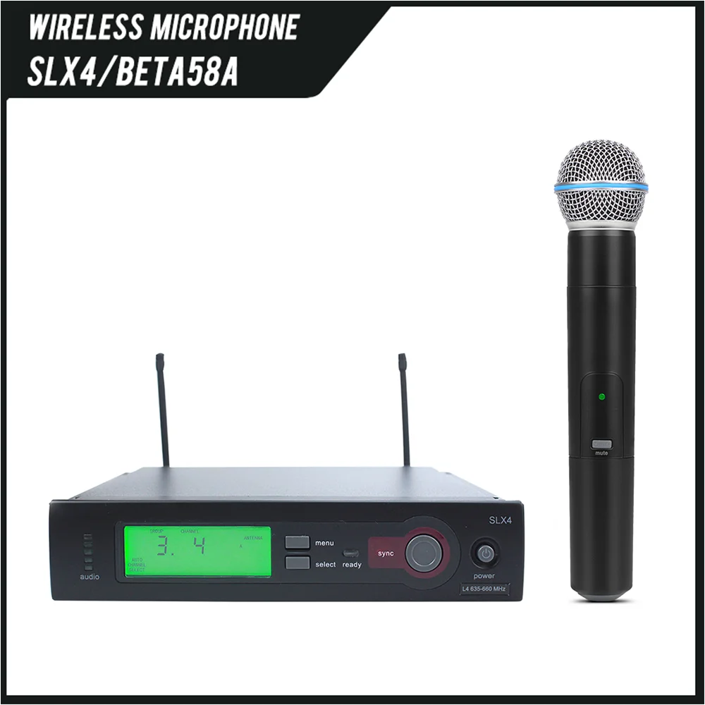 

ENGOT top quality SLX4 UHF professional wireless microphone mic system SLX24/BETA58 microfone SLX24 SLX4 microphone