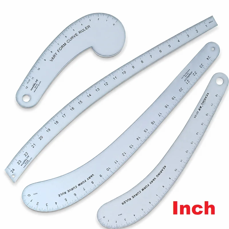 Sewing Ruler Set Inch French Curve Ruler Hip Curve Pattern Making Measuring Tools for Quilting Tailor Drafting