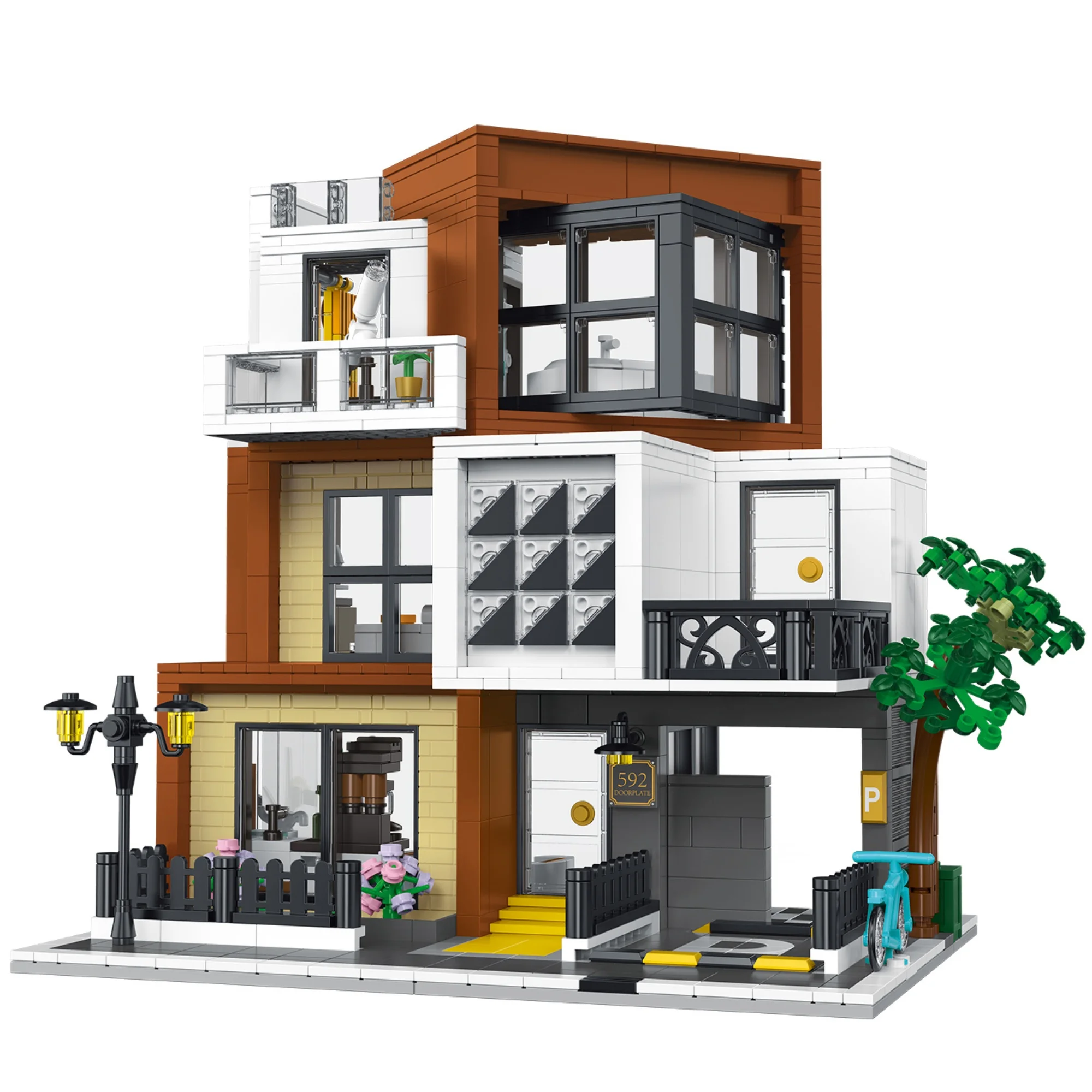 1399pcs Urban Apartment Building Blocks City Street View Architecture Modular Construction Model Bricks Toys for Adults Gifts