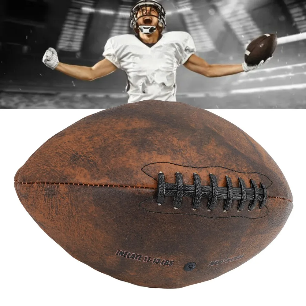 No.9 retro leather football game training ball American football Rugby PU comfortable grip retro design durable sports football