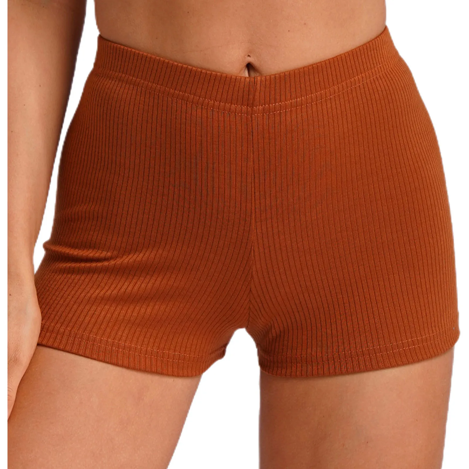 

Womens Yoga Shorts Tracksuits High Waist Ribbed Knitted Short Elastic Waistband Sports Workout Pilates Yoga Hot Pants Daily Wear