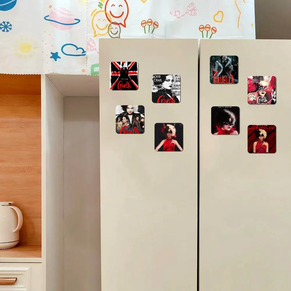 C-CRUELLA EMMA حجر الفيلم الكلاسيكي PVC مغناطيس الثلاجة نقل الحرارة الطباعة ملصق الثلاجة لديكور المنزل والمطبخ