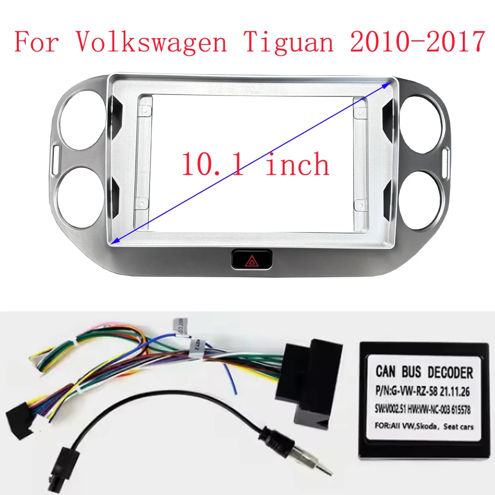 10 Inch Car Frame Fascia Adapter Canbus Box Decoder For Volkswagen Tiguan 2010-2017 Android Radio Dash Fitting Panel Kit