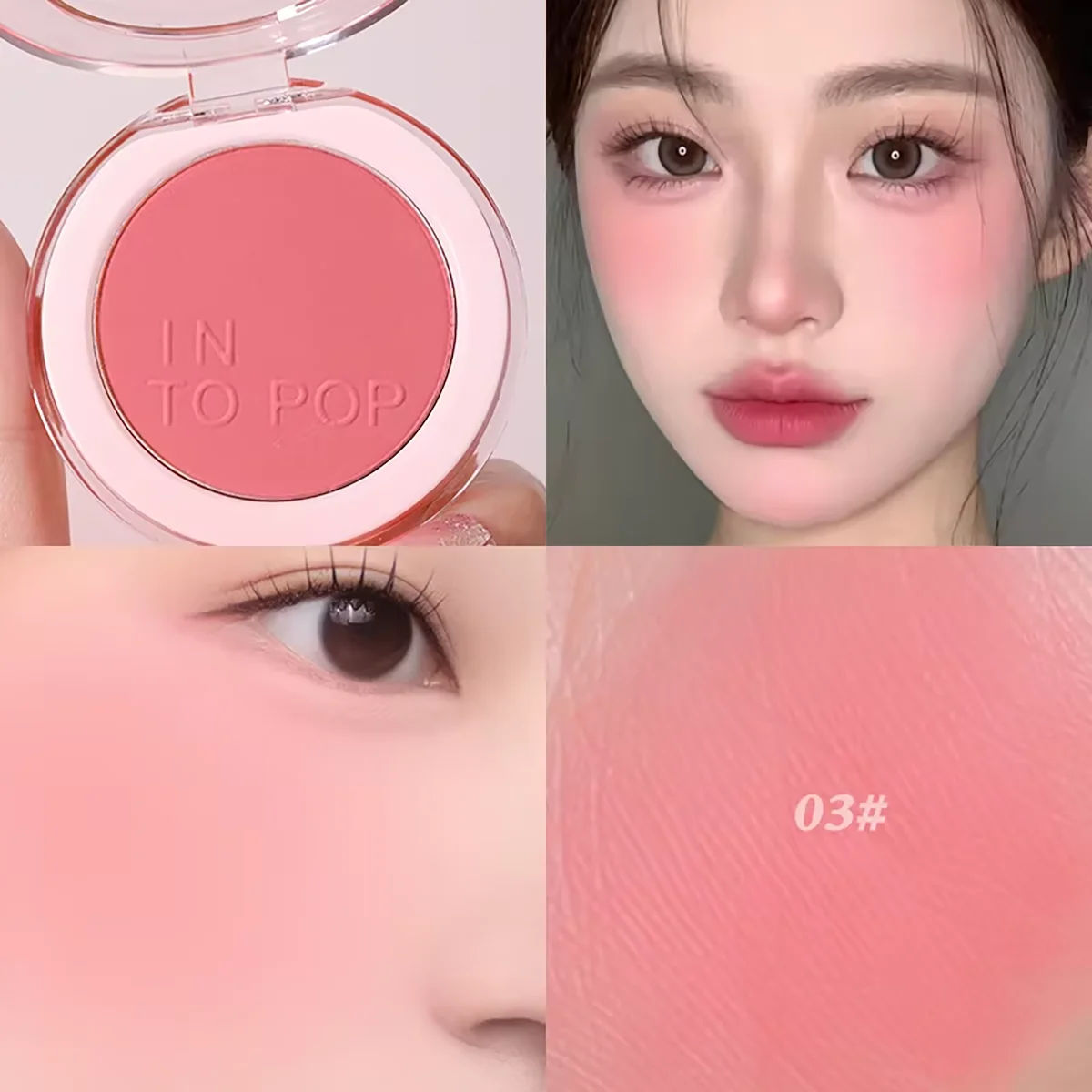 INTOPOP Colorete Monocromático Mate: Maquillaje Nude para Vitalidad Femenina, Natural y Duradero