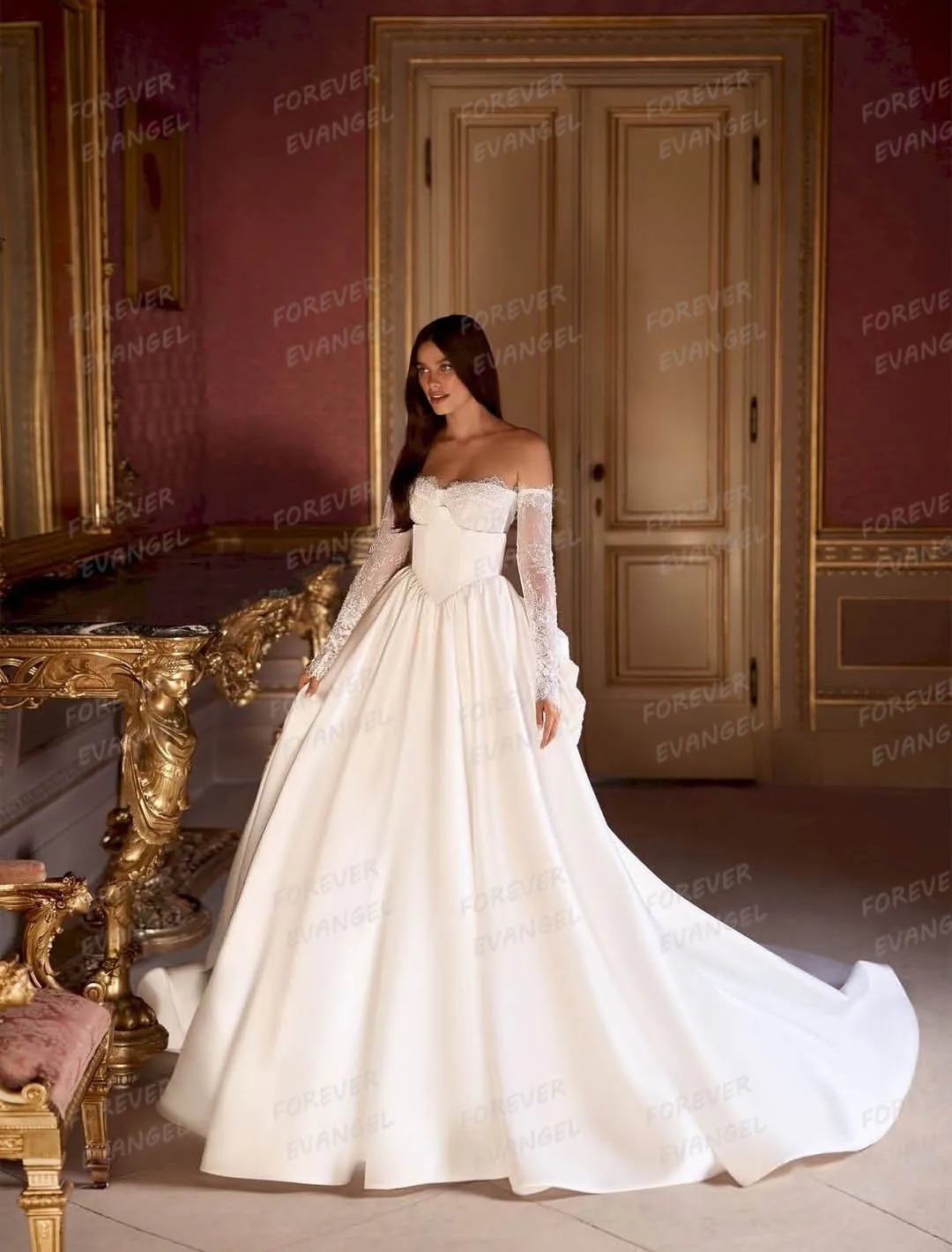 

Простые свадебные платья-сарафаны для женщин, кружевные, с длинными рукавами, из атласа, с открытой спиной, на заказ, Vestidos De Novia