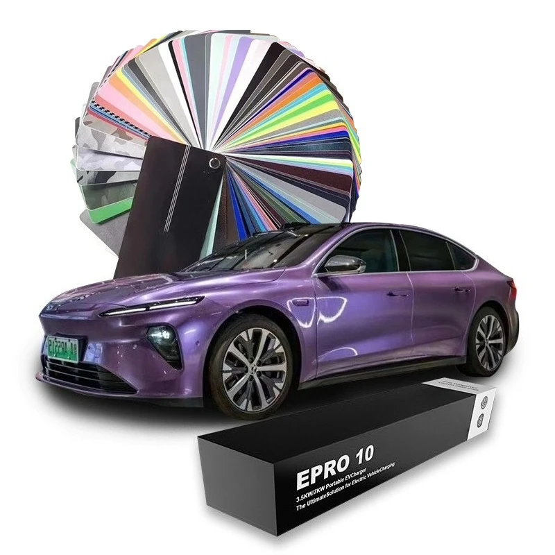PET 1.52*18m/roll Ghost Metallic Midnight Purple Car Vinyl Wrap Vehicle Color Changing Film Sticker