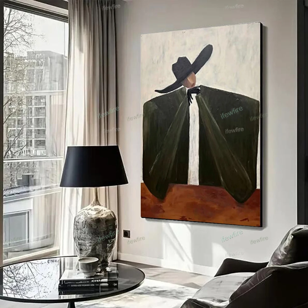 

Modern Full Of Imagination Canvas Wall Art Abstract Woman And Cat Picture Exquisite Textured Mural For Living Room Home Decor