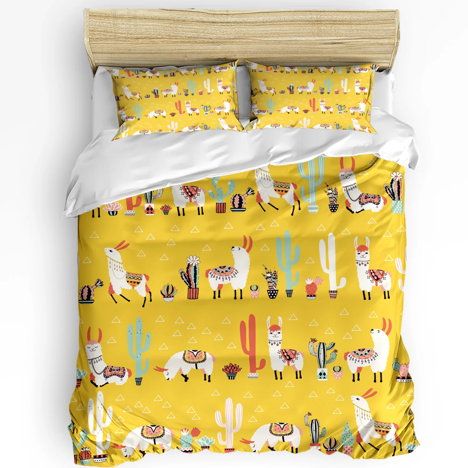 

Cartoon Cactus Lama Alpaca Mexico Kawaii Bedding Set 3pcs Duvet Cover Pillowcase Quilt Cover Double Bed Set Home Textile