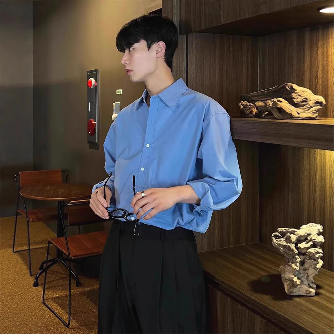 Summer Ice Silk Chiffon Wrinkle-Free Loose Long Sleeve Shirt Men's Casual Sun Protection Top