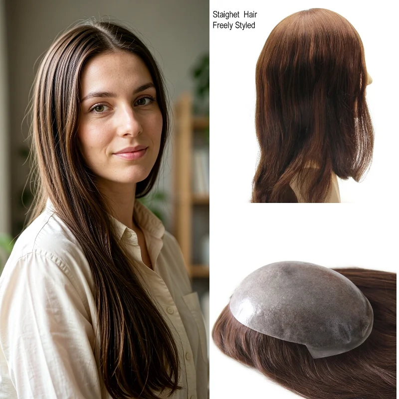 Womens Wig Human Hair PU Base 7x9 14inch Hand-Tied Thin Skin 0.08mm In Stock 72H Ship Wholesale Color 1B #4 #613 Dropship