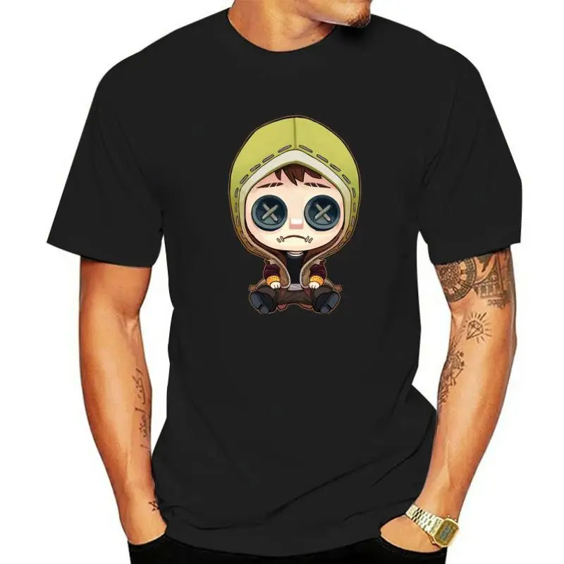 Men's Identity V Horror Game Cosplay Dress Cute Black T-Shirt Slim Fit Youthful Trend Nine-Quarter Sleeve Henry Collar