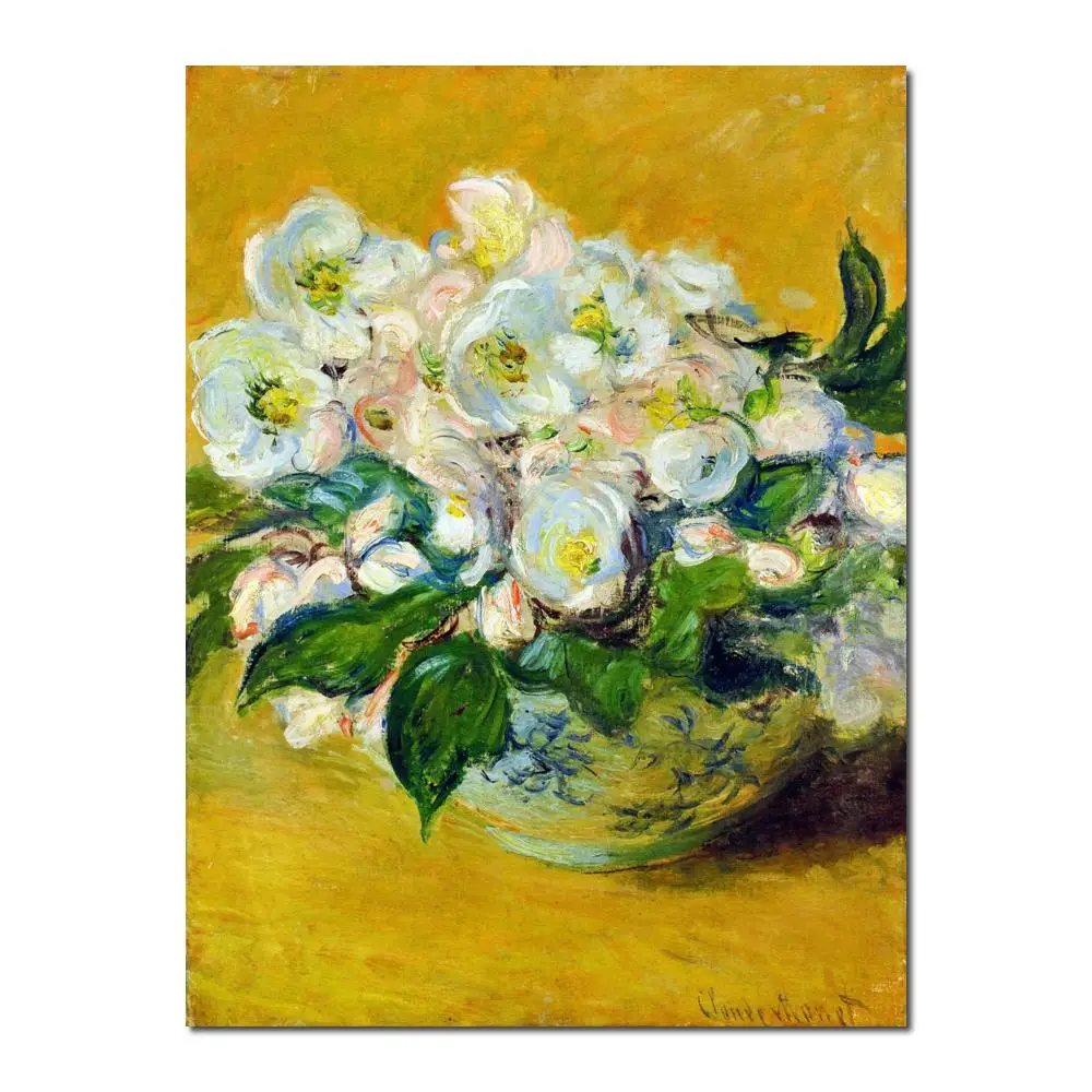 Hand Painted Oil paintings Claude Monet Canvas art Christmas Roses High quality home decor