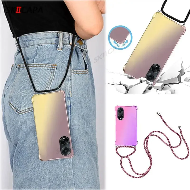 ل ممن لهم A98 5 جرام لينة الحبل قلادة Crossbody الحبل سلسلة سيليكون الحال بالنسبة ممن لهم A58 A1X A97 A77S A57E وسادة هوائية واقي من السيليكون