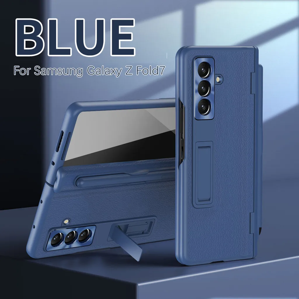 

С держателем для ручек для Samsung Galaxy Z Fold 7, 6, 5, 4, 3, 5G ZFold7, чехол Fold7, кожаный шарнир, магнитный держатель, защитный чехол для экрана