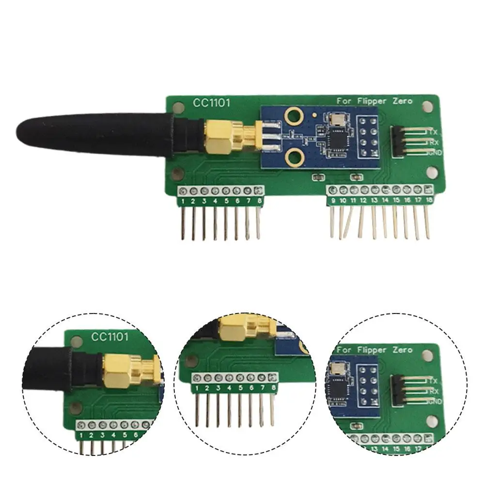 For Flipper Zero CC1101 Module Development Board 433MHz Sub-GHz GPIO Antenna for Flipper Zero External devBoard Attachment